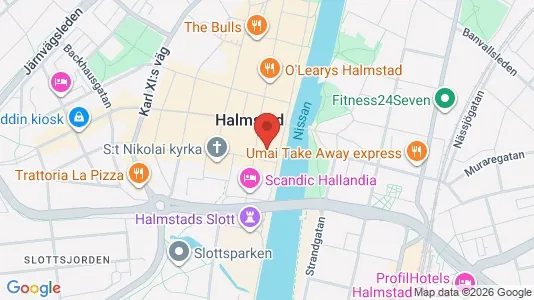 Lagerlokaler att hyra i Halmstad - kort over placeringen