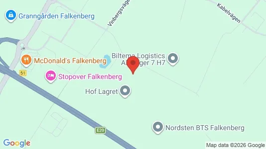 Lagerlokaler att hyra i Falkenberg - kort over placeringen