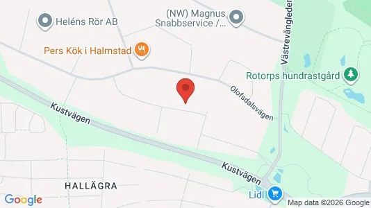 Lagerlokaler att hyra i Halmstad - kort over placeringen