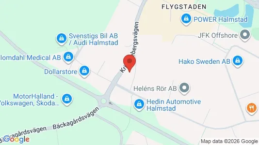 Lagerlokaler att hyra i Halmstad - kort over placeringen