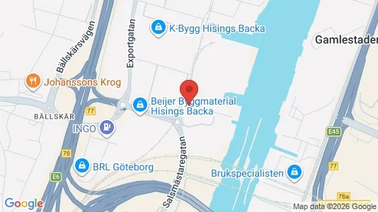Lagerlokaler att hyra i Norra hisingen - kort over placeringen