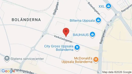 Lagerlokaler att hyra i Uppsala - kort over placeringen
