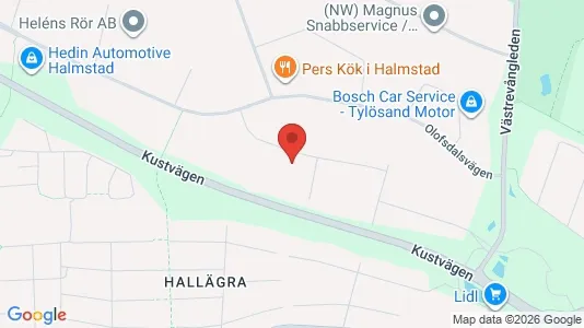 Lagerlokaler att hyra i Halmstad - kort over placeringen