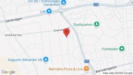 Lagerlokaler att hyra i Sandviken - kort over placeringen