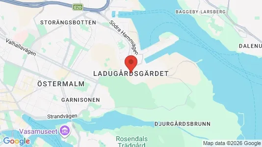 Lagerlokaler att hyra i Gärdet/Djurgården - kort over placeringen