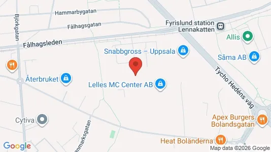 Kontorslokaler att hyra i Uppsala - kort over placeringen
