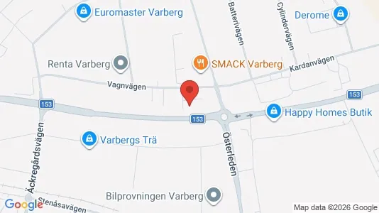 Lagerlokaler att hyra i Varberg - kort over placeringen