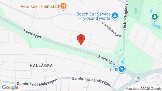 Lagerlokaler att hyra i Halmstad - kort over placeringen