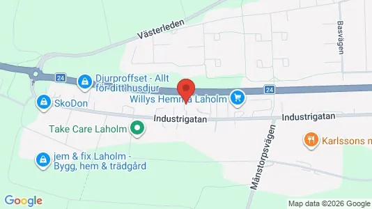 Lagerlokaler att hyra i Laholm - kort over placeringen