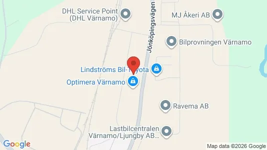 Lagerlokaler att hyra i Värnamo - kort over placeringen