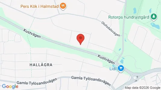 Lagerlokaler att hyra i Halmstad - kort over placeringen