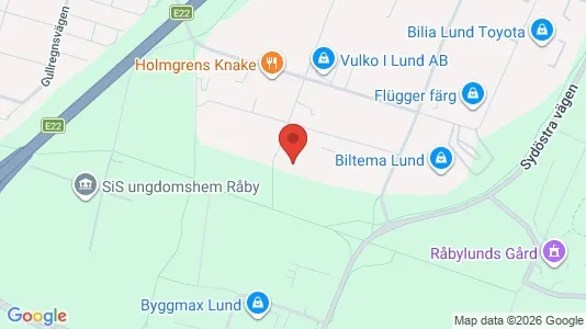 Lagerlokaler att hyra i Lund - kort over placeringen