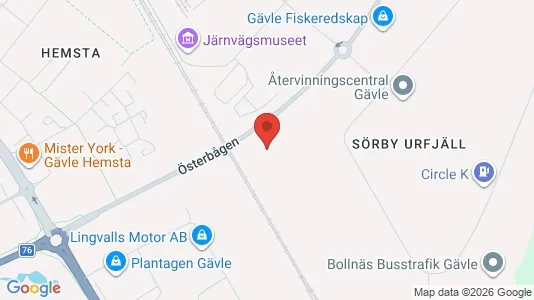 Industrilokaler att hyra i Gävle - kort over placeringen