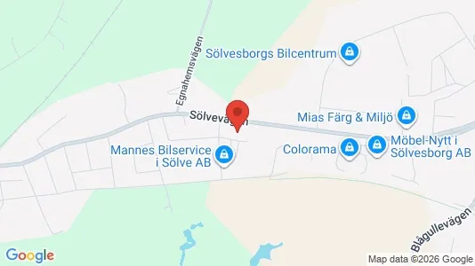 Lagerlokaler att hyra i Sölvesborg - kort over placeringen