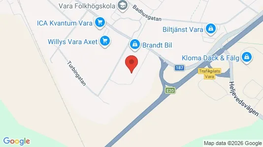Lagerlokaler att hyra i Vara - kort over placeringen