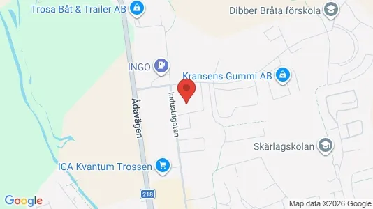 Lagerlokaler att hyra i Trosa - kort over placeringen